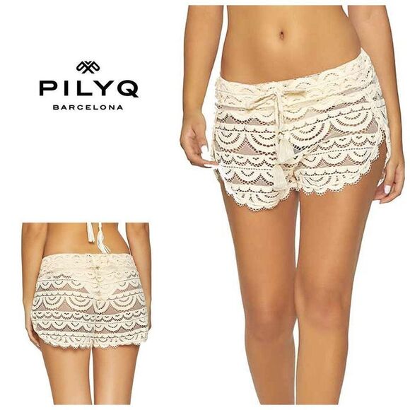 New. Pilyq ivory lace coverup shorts. Retails $144.  XS/S - Picture 1 of 9